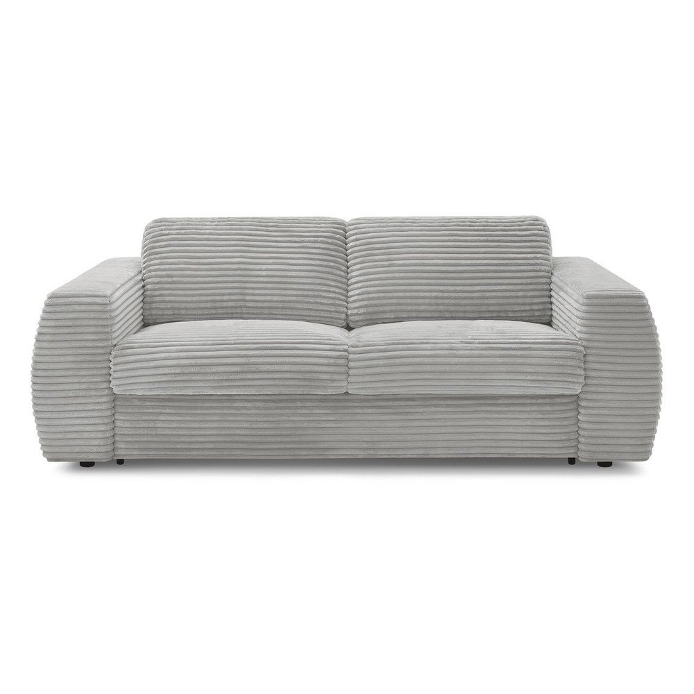 Jasnoszara sztruksowa rozkładana sofa do spania 220 cm Hugo – Bobochic Paris