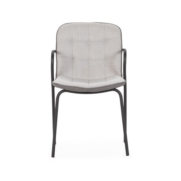 Jasnoszare tapicerowane krzesło z podłokietnikami Angie – Marckeric-image-2