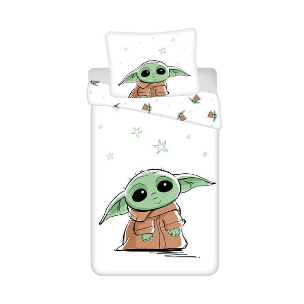 Bawełniana dziecięca pościel jednoosobowa 140x200 cm Star Wars Baby Yoda – Jerry Fabrics