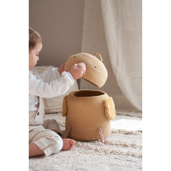 Żółty tekstylny dziecięcy kosz na zabawki ø 25x30 cm Charlie the Chicken – Lorena Canals-image-4