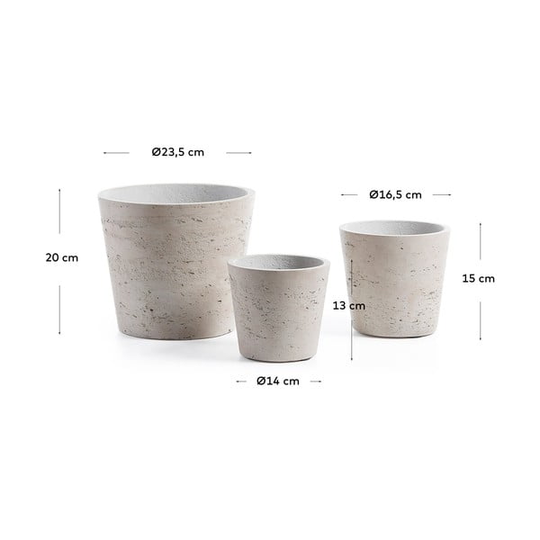 Betonowe doniczki zestaw 3 szt. ø 23,5 cm Low – Kave Home-image-3