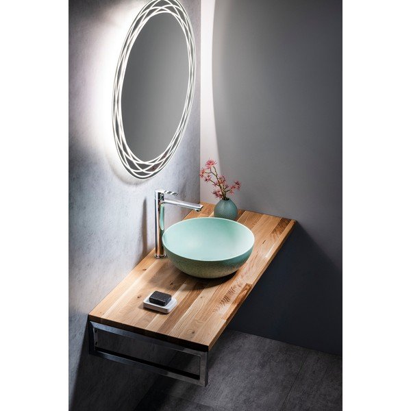 Blat łazienkowy  z litego drewna dębowego w naturalnym kolorze 120x50 cm Woody – Sapho-image-1