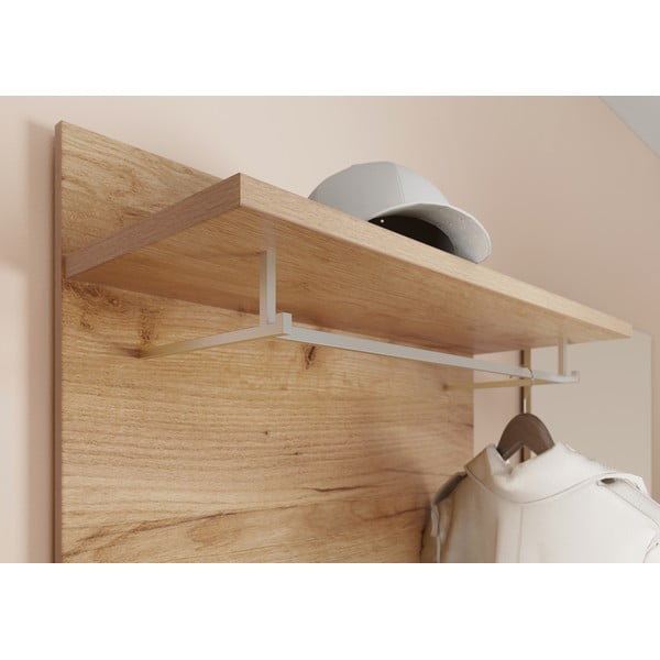 Naturalny panel z wieszakami do przedpokoju w dekorze dębu Aledo – Germania-image-1