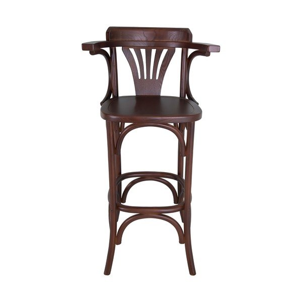 Brązowy hoker z litego drewna wiązu (wysokość siedziska 77 cm) Montmartre – Antic Line-image-2