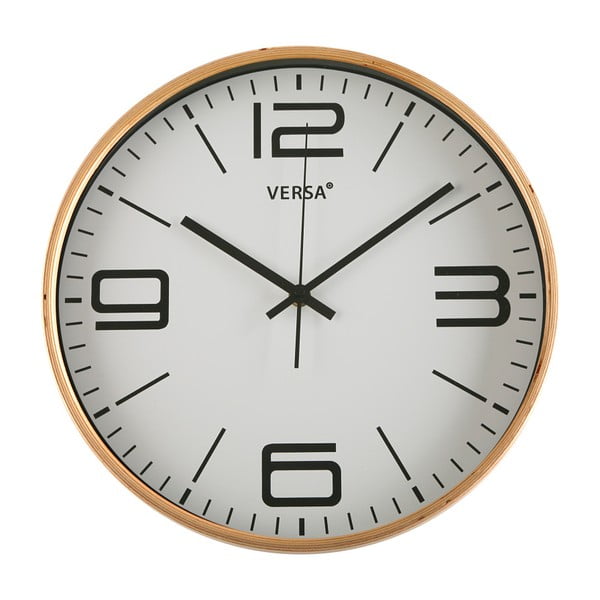 Biały zegar wiszący VERSA, Ø 30 cm