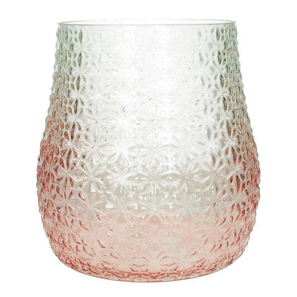 Różowo-biały wazon szklany HF Living, 28 cm