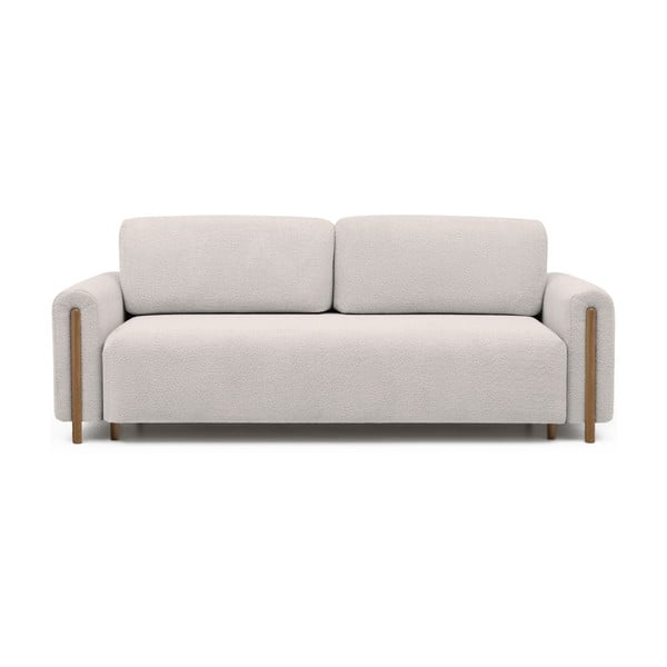 Beżowa rozkładana/ze schowkiem sofa z materiału bouclé 244 cm Arcadova – ELTAP