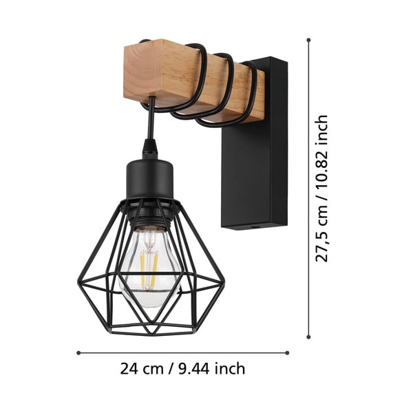Kinkiet w czarno-naturalnym kolorze TOWNSHEND 5 – EGLO-image-2