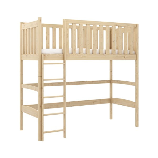 Podwyższone łóżko dziecięce z drewna sosnowego 90x190 cm Laura – Lano Meble