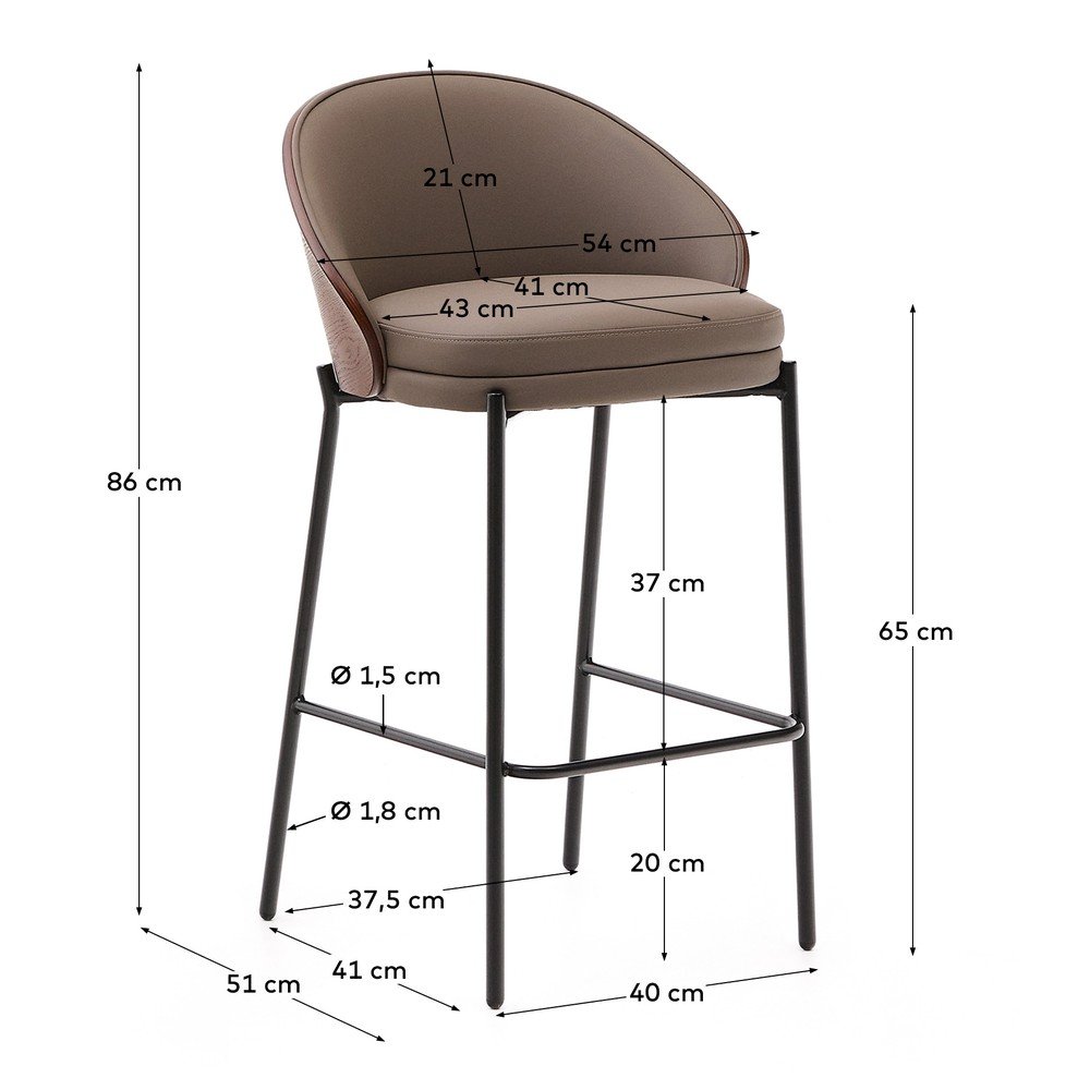 Brązowy hoker (wysokość siedziska 65 cm) Eamy – Kave Home (zdjęcie 9)