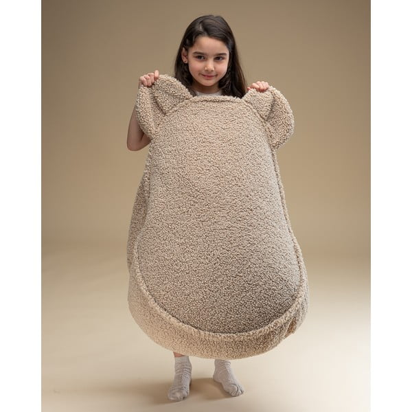 Jasnobrązowy dziecięcy worek do siedzenia z materiału bouclé Bear – Wigiwama-image-4