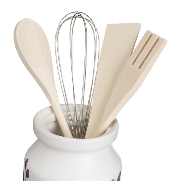 Drewniany zestaw przyborów kuchennych 4 szt. ze stojakiem Berries – Casa Selección-image-3