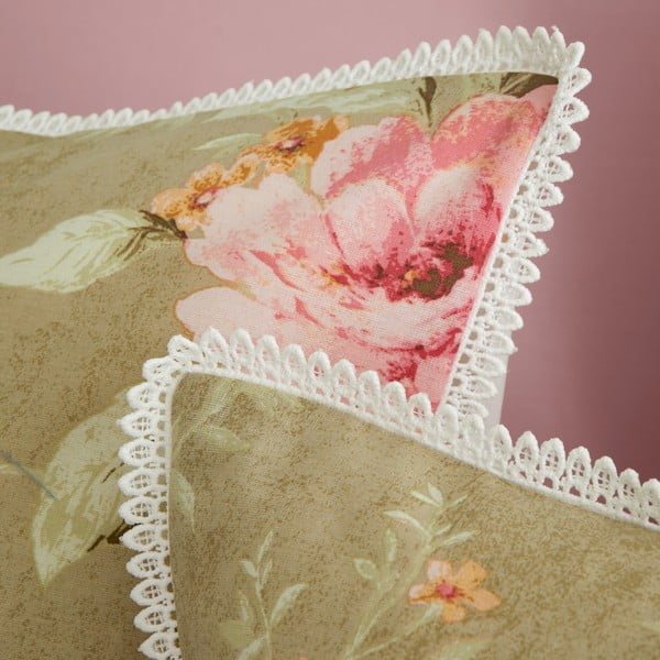 Biało-zielona pościel jednoosobowa 135x200 cm Penelope Floral – Catherine Lansfield-image-4