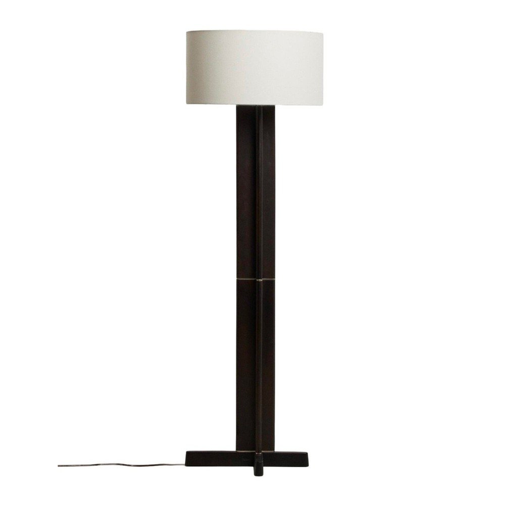 Biała/ciemnobrązowa lampa stojąca z tekstylnym kloszem (wysokość 150,5 cm) Niani – Kave Home