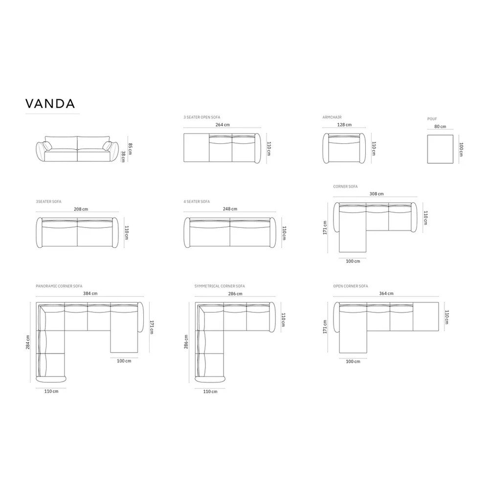 Zielony podnóżek z tkaniny szenilowej Vanda – Mazzini Sofas (zdjęcie 5)