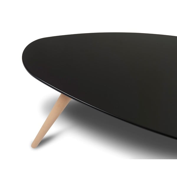 Czarny stolik z nogami z drewna bukowego Furnhouse Fly, 116x66 cm-image-1