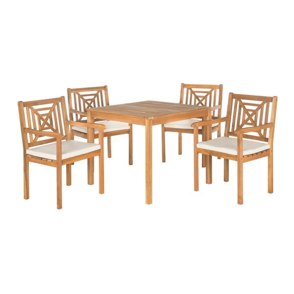 Zestaw stołu ogrodowego i krzeseł z drewna akacji Safavieh Riva