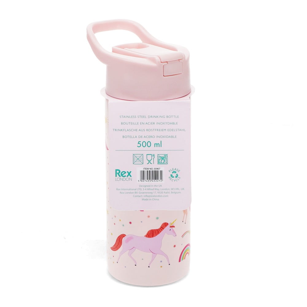 Jasnoróżowa butelka dla dzieci ze stali nierdzewnej 500 ml Unicorn – Rex London (zdjęcie 5)