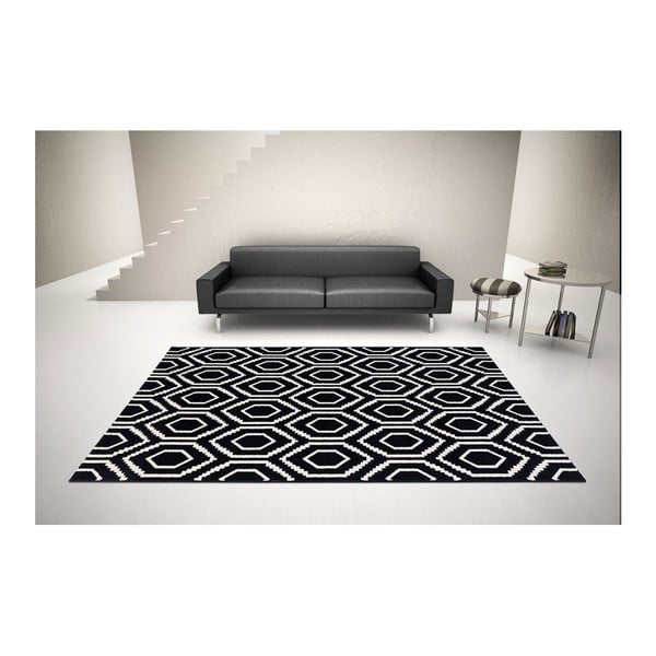 Czarno-biały dywan DECO CARPET Tripoli, 110x170 cm