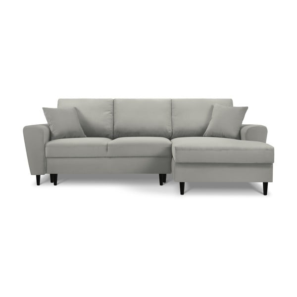 Jasnoszary sztruksowy rozkładany narożnik ze schowkiem (prawostronny/z szezlongiem) Kyoto – Cosmopolitan Design