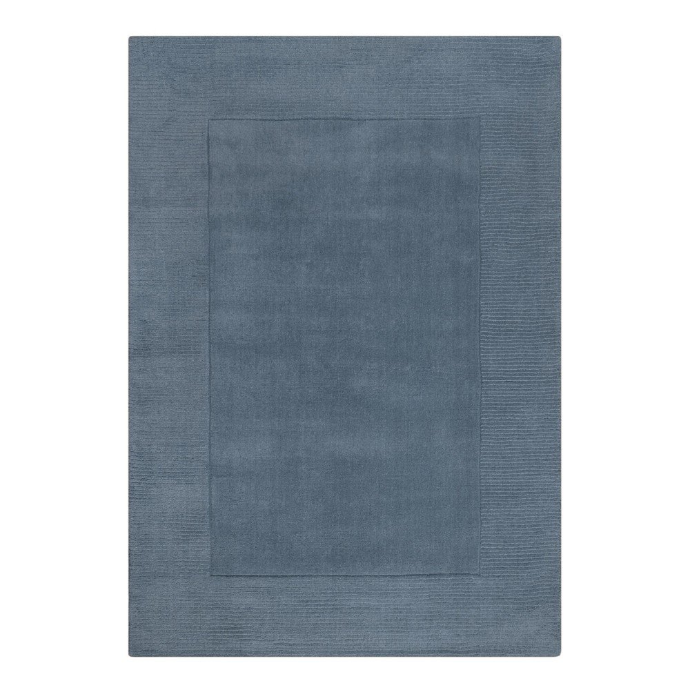 Ciemnoniebieski wełniany dywan tkany ręcznie 160x230 cm Textured Wool Border – Flair Rugs