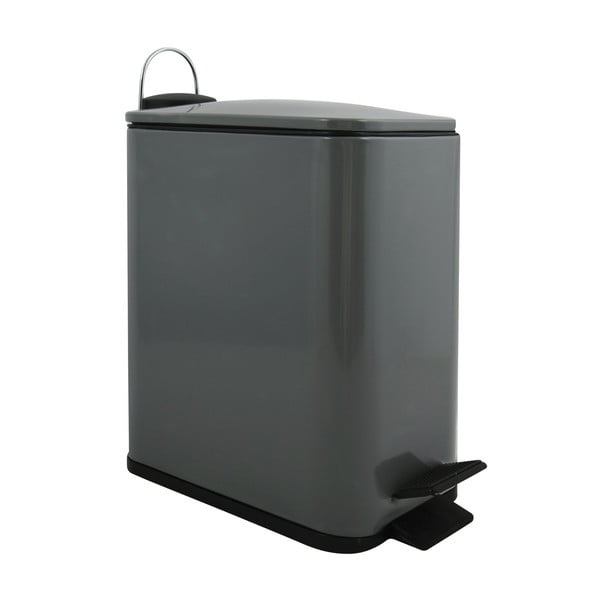 Ciemnoszary stalowy kosz na śmieci z pedałem 5 l   Erik – Spirella
