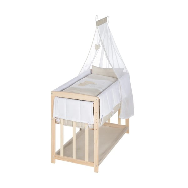 Naturalna kołyska ze schowkiem i baldachimem 90x45 cm Liebhabär – Roba-image-2