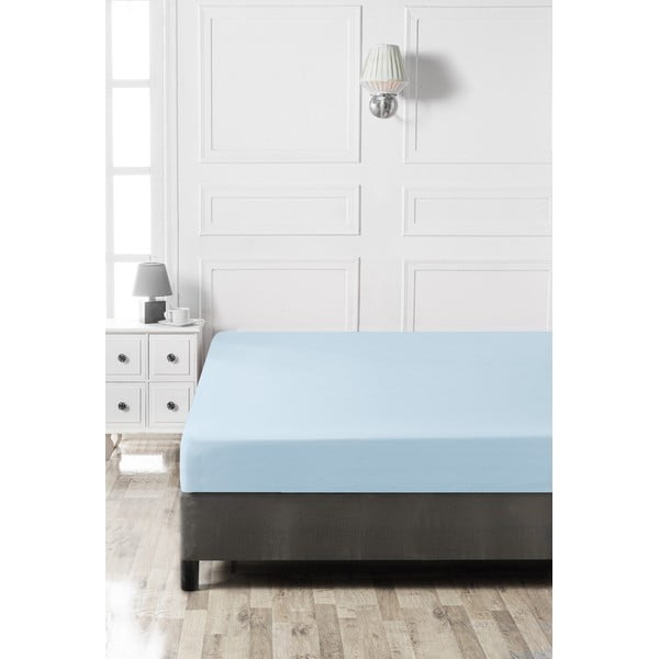 Jasnoniebieskie bawełniane prześcieradło z gumką 140x200 cm – Mijolnir-image-2
