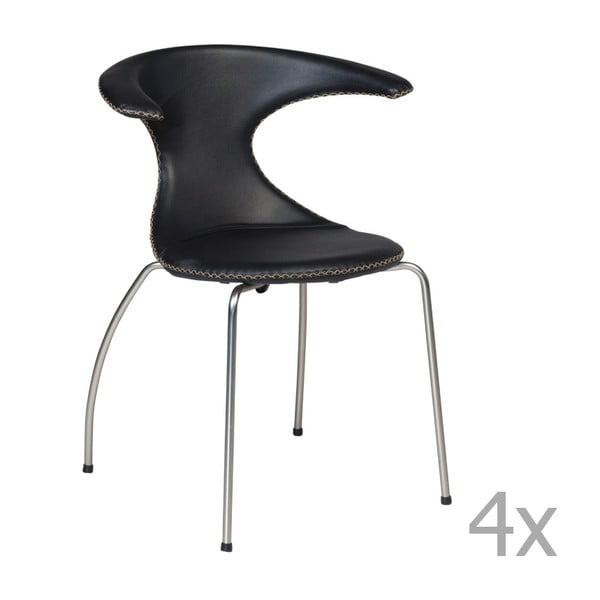 Zestaw 4 czarnych krzeseł z matnym metalowymi nogami DAN– FORM Flair
