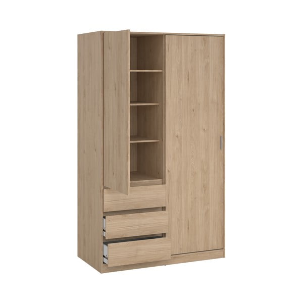 Szafa w dekorze dębu z drzwiami przesuwnymi w naturalnym kolorze 119x200x60 cm Naia – Tvilum-image-3