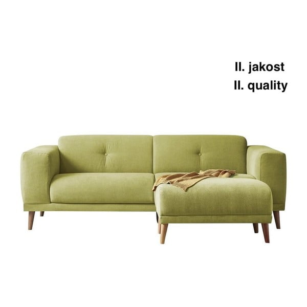 (II. jakość) Zielona sofa z podnóżkiem Bobochic Paris Luna