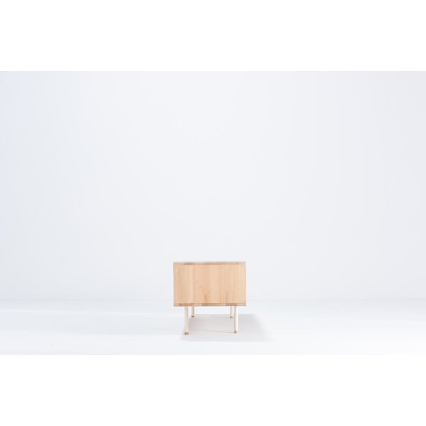 Biało-naturalna szafka pod TV z litego drewna dębowego 200x48 cm Fina – Gazzda-image-4