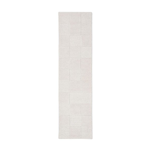 Wełniany chodnik tkany ręcznie w kolorze kości słoniowej 60x230 cm Checkerboard – Flair Rugs