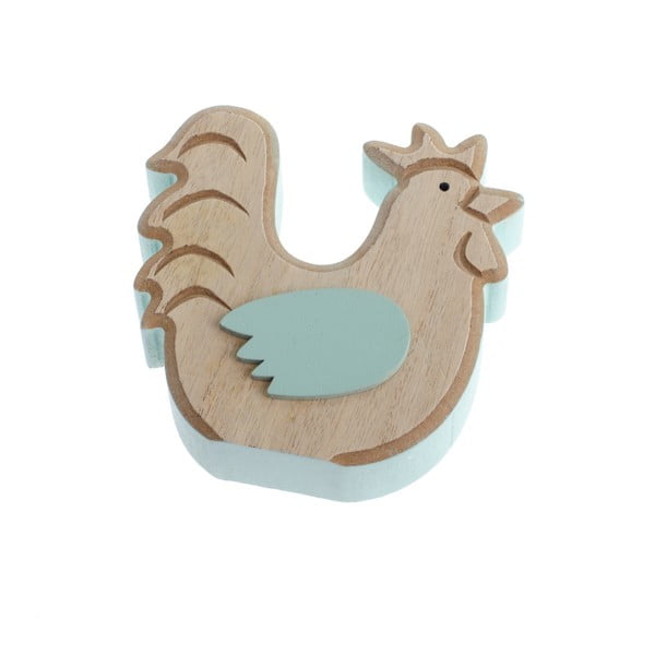 Dekoracja drewniana z detalem w niebieskim kolorze Dakls Rooster