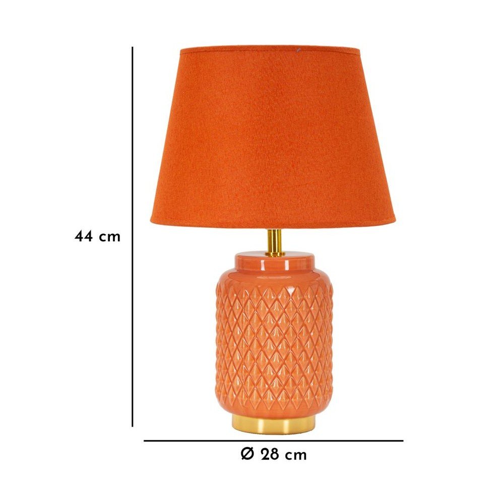 Pomarańczowa lampa stołowa ceramiczna z tekstylnym kloszem (wysokość 44 cm) – Mauro Ferretti (zdjęcie 6)