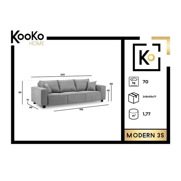 Beżowa sofa Kooko Home Modern, 245 cm-image-3