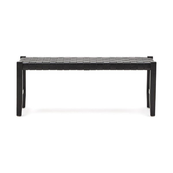 Czarna skórzana  ławka Calixta – Kave Home