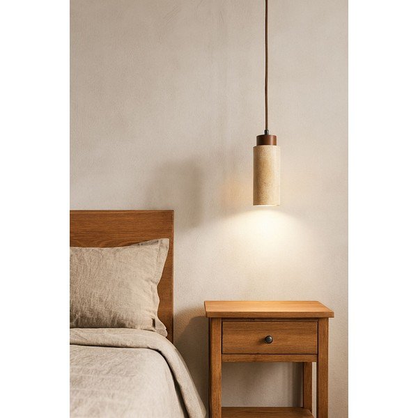 Beżowa lampa wisząca z kamiennym kloszem ø 6,5 cm Selma – Opviq lights-image-2