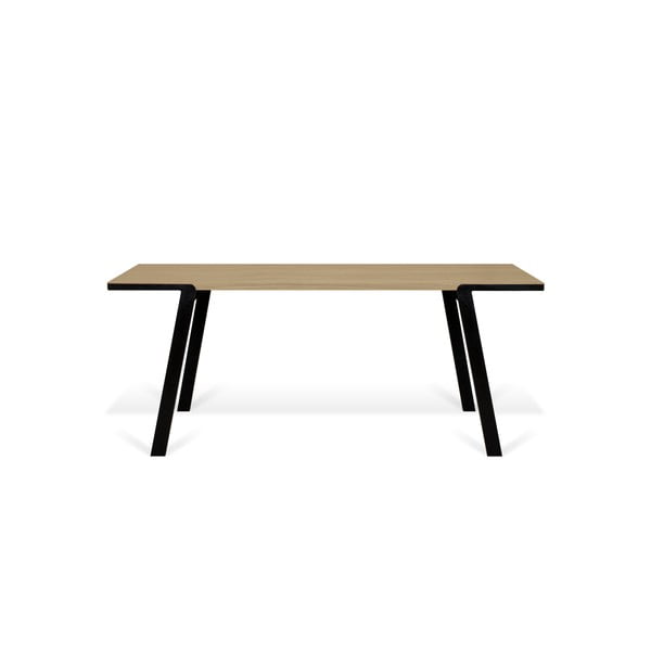 Stół z blatem z dębu i czarnymi nóżkami TemaHome Drift, 180 x 90 cm