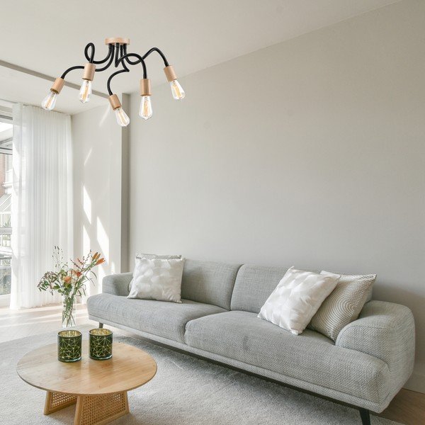 Czarno-naturalna kolorze lampa sufitowa Cameron – LAMKUR-image-2