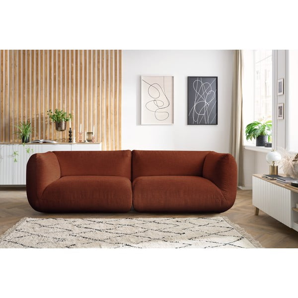 Pomarańczowa sztruksowa sofa 260 cm Lecomte – Bobochic Paris-image-1