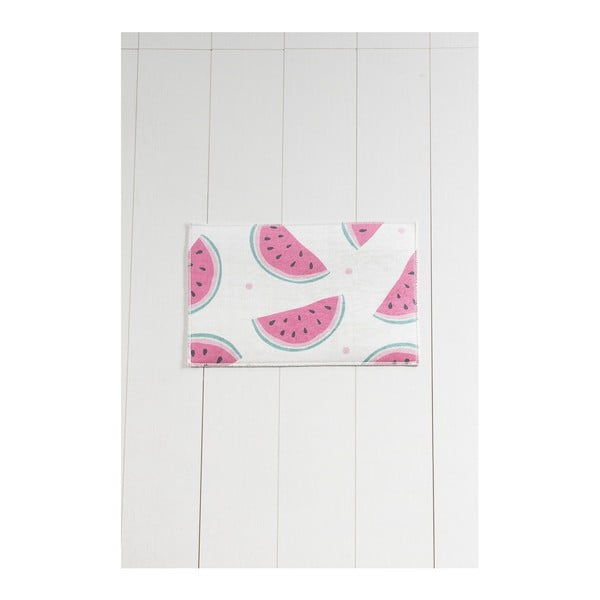 Biało-różowy dywanik łazienkowy Tropica Watermelon, 60x40 cm