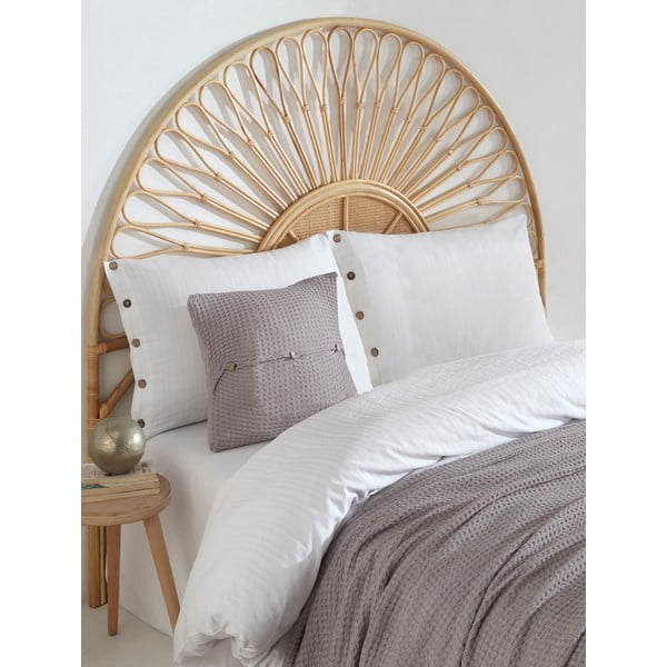 Biała pościel jednoosobowa z bawełny renforcé 140x200 cm Como Striped – Mila Home Luxury-image-2