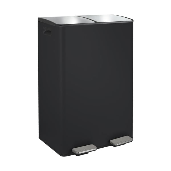 Stalowy kosz na śmieci 2x30 l do segregacji odpadów/z pedałem w kolorze matowej czerni   Aliya – Spirella