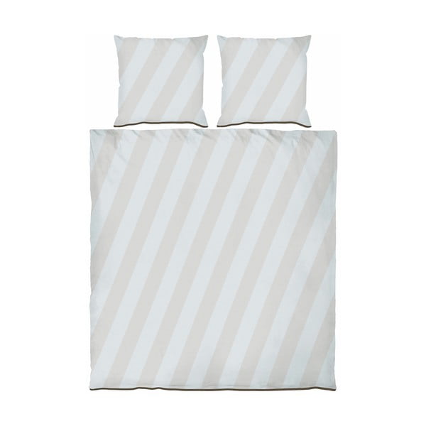 Jasnoszaro-beżowa pościel dwuosobowa z satyny bawełnianej 200x220 cm Diagonal – Mette Ditmer Denmark