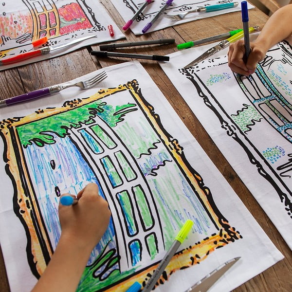 Zestaw 4 mat stołowych do kolorowania Doodle, motyw "obrazy Moneta"