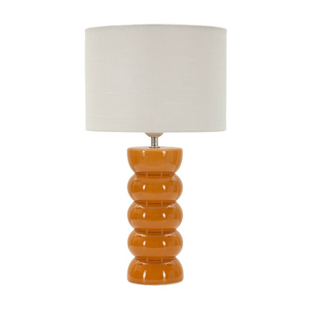 Musztardowa/biała lampa stołowa ceramiczna z tekstylnym kloszem (wysokość 46 cm) Torr – Mauro Ferretti