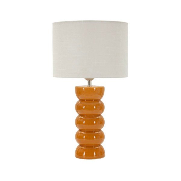 Musztardowa/biała lampa stołowa ceramiczna z tekstylnym kloszem (wysokość 46 cm) Torr – Mauro Ferretti