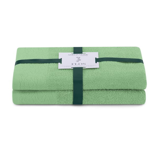 Jasnozielone bawełniane ręczniki zestaw 2 szt. frotte Flos – Restilo