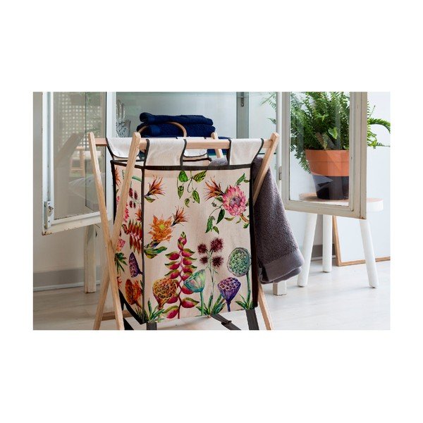Kosz z konstrukcją z drewna sosnowego Madre Selva Flores Salvajes, 50 l-image-1